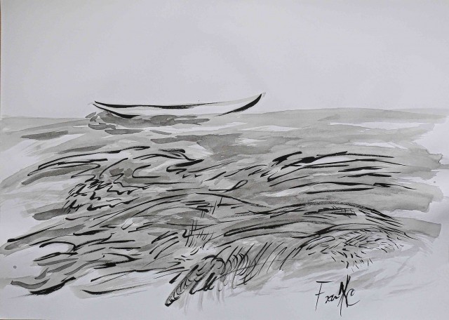 white boat chinese ink 50 x 70 cm march 2019 web